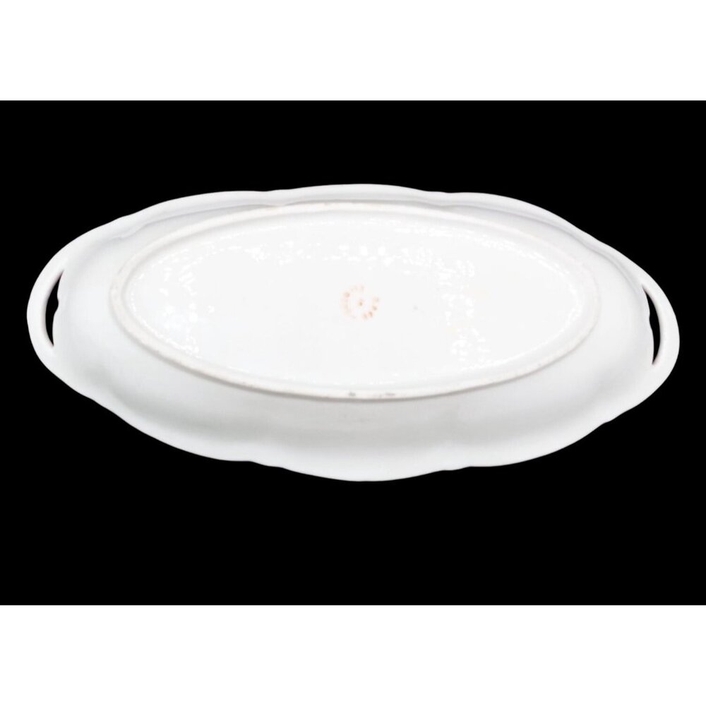 Lusterware Relish Tray Handles Rose Floral Porcelain Dish Vintage German 9.5" - Picture 8 of 15